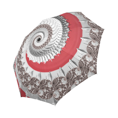 Red White Spiral Fractal Art Auto-Foldable Umbrella (Model U04)