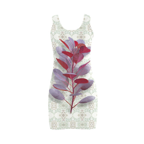 Red plant watercolor Medea Vest Dress (Model D06)