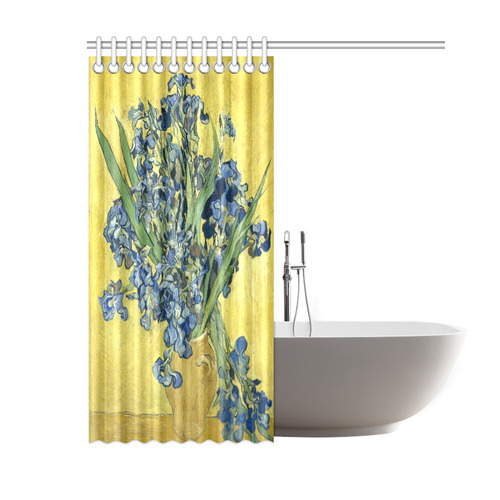 Van Gogh Irises Yellow Background Shower Curtain 60"x72"