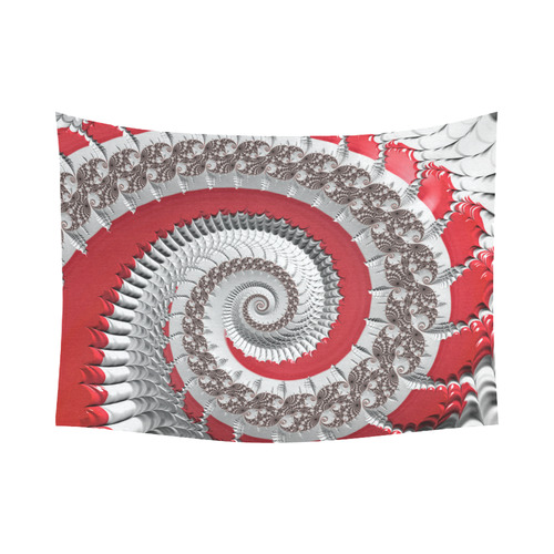 Red White Spiral Fractal Art Cotton Linen Wall Tapestry 80"x 60"