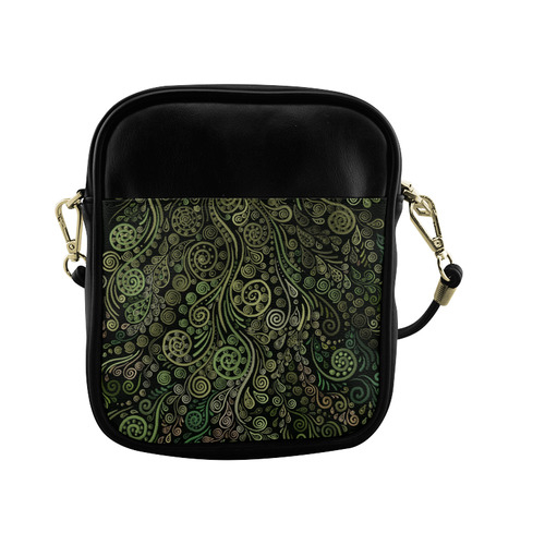 3D Ornaments -Fantasy Tree, green on black Sling Bag (Model 1627)