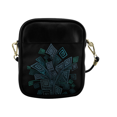 3D Psychedelic Abstract Square Spirals Sling Bag (Model 1627)