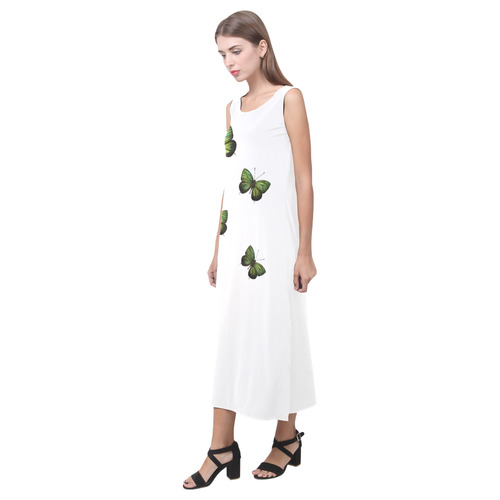 Arhopala horsfield butterflies painting Phaedra Sleeveless Open Fork Long Dress (Model D08)