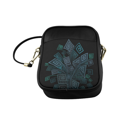 3D Psychedelic Abstract Square Spirals Sling Bag (Model 1627)