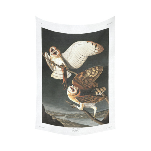 Barn Owl Audubon Fine Nature Art Cotton Linen Wall Tapestry 60"x 90"