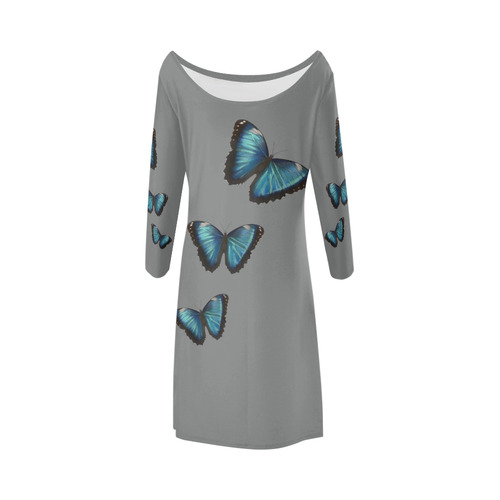 Morpho hyacintus butterflies painting Bateau A-Line Skirt (D21)