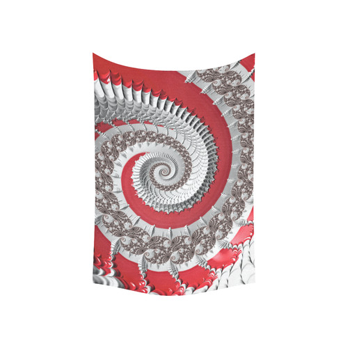 Red White Spiral Fractal Art Cotton Linen Wall Tapestry 60"x 40"