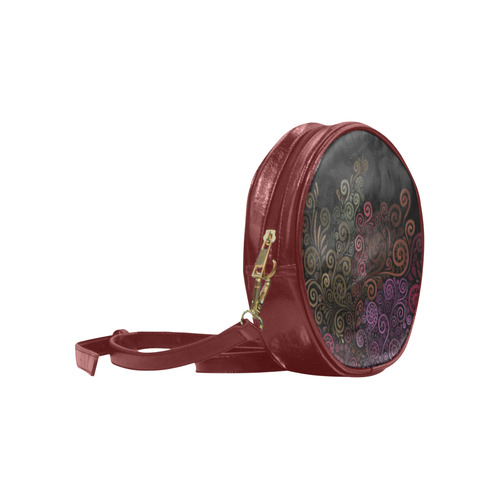 Psychedelic 3D Rose Abstract Round Sling Bag (Model 1647)