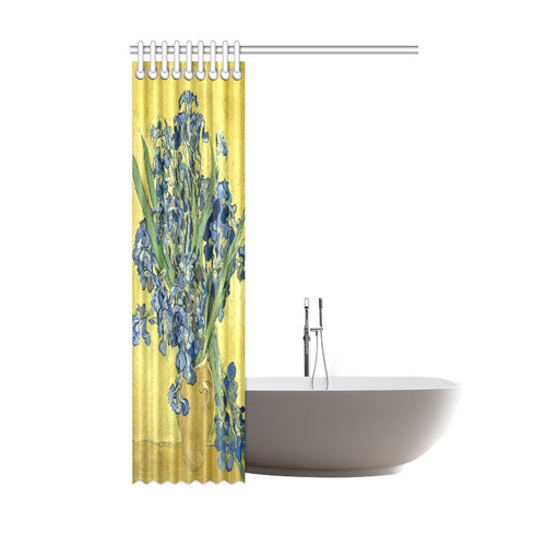 Van Gogh Irises Yellow Background Shower Curtain 48"x72"