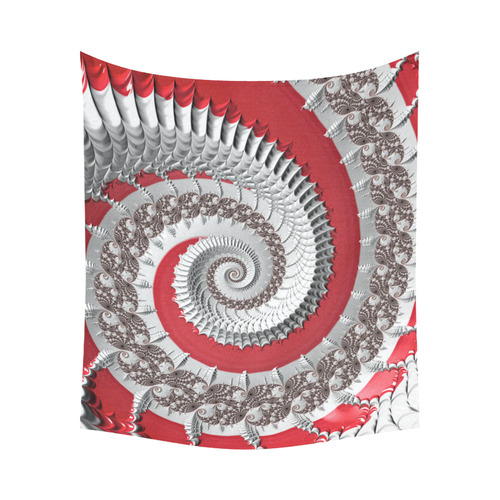 Red White Spiral Fractal Art Cotton Linen Wall Tapestry 60"x 51"