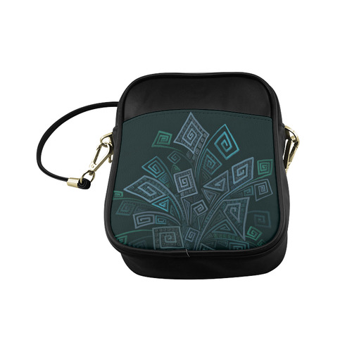 3D Psychedelic Abstract Square Spirals Explosion Sling Bag (Model 1627)
