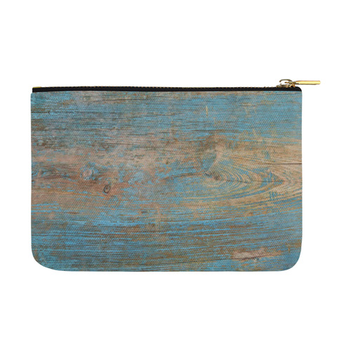 Rustic Wood  Blue Weathered Peeling Paint Carry-All Pouch 12.5''x8.5''