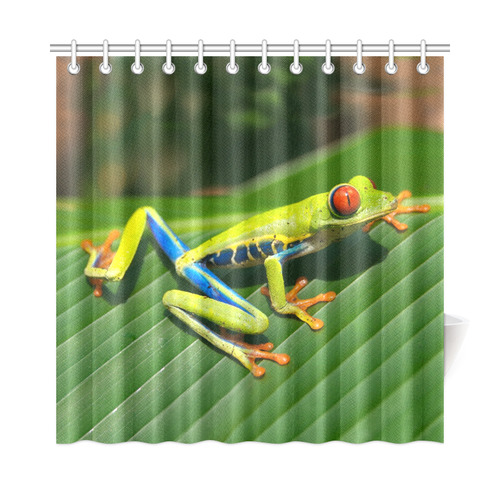 Tropical Rainforest green red-eyed Tree Frog Shower Curtain 72"x72"