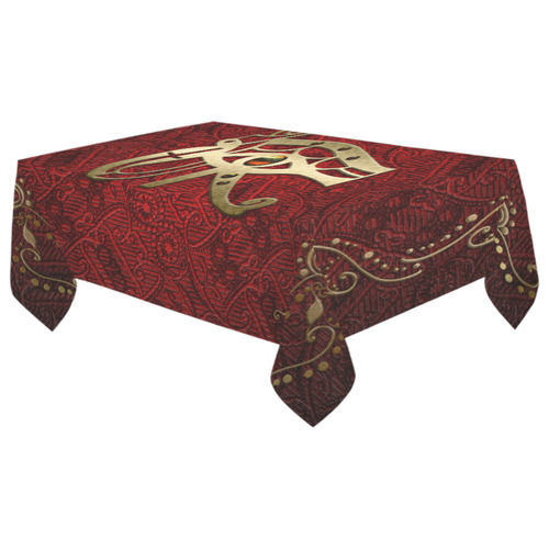 The all seeing eye in gold and red Cotton Linen Tablecloth 60"x 104"