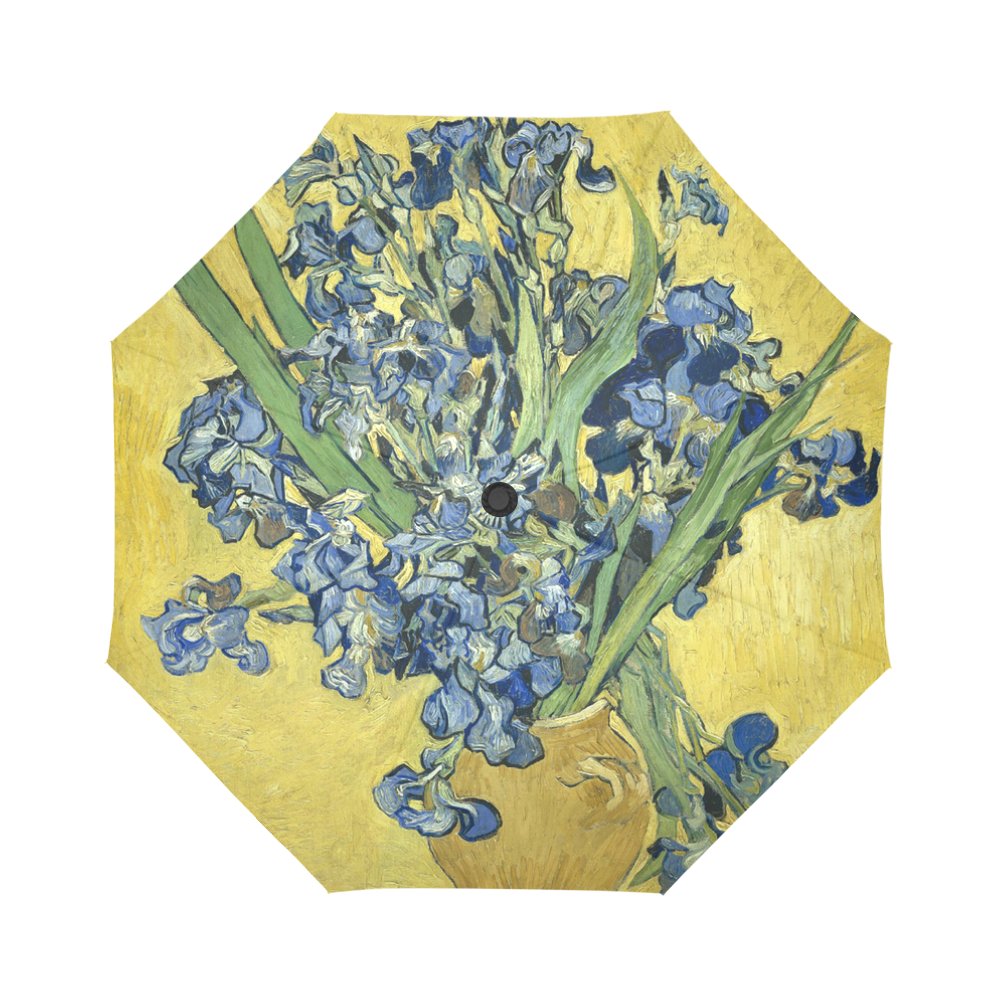 Van Gogh Irises Yellow Background AutoFoldable Umbrella (Model U04