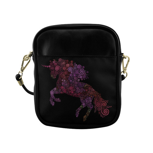 3d Floral Psychedelic Unicorn Sling Bag (Model 1627)