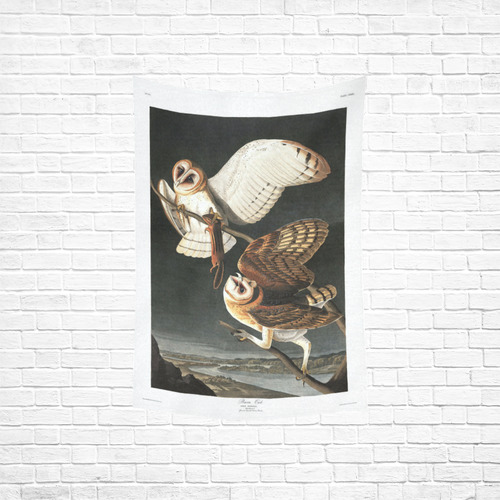 Barn Owl Audubon Fine Nature Art Cotton Linen Wall Tapestry 40"x 60"