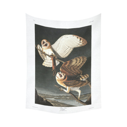 Barn Owl Audubon Fine Nature Art Cotton Linen Wall Tapestry 60"x 80"