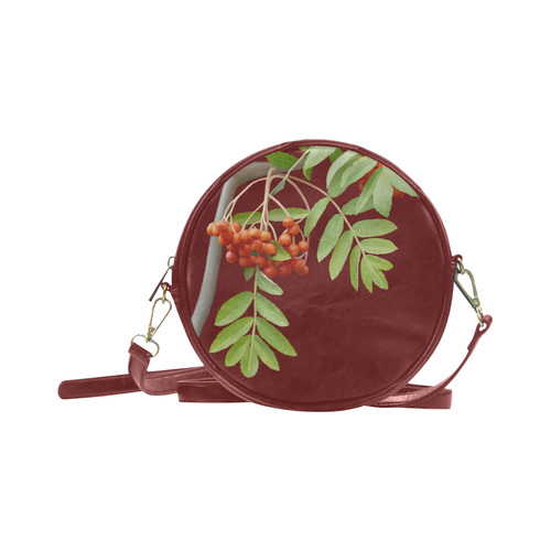 Rowan tree watercolor Round Sling Bag (Model 1647)