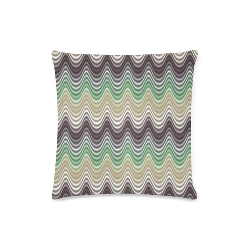 Burgundy Green Beige Waves Custom Zippered Pillow Case 16"x16"(Twin Sides)