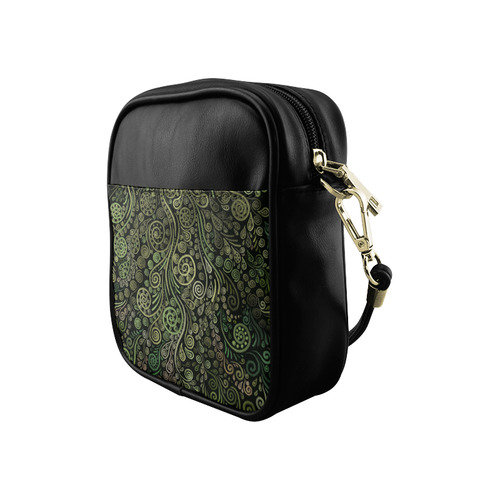 3D Ornaments -Fantasy Tree, green on black Sling Bag (Model 1627)