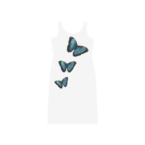 Morpho hyacintus butterflies painting Phaedra Sleeveless Open Fork Long Dress (Model D08)