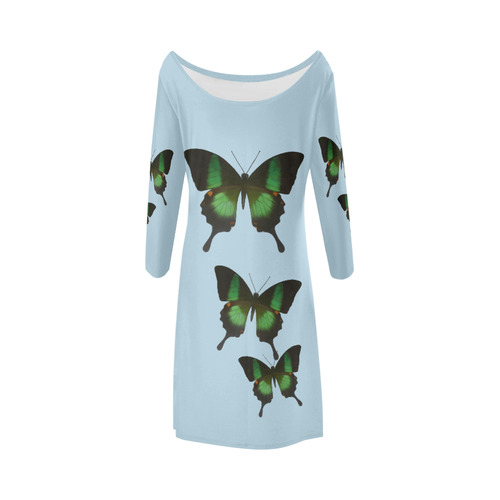 Papilio archturus butterfly painting Bateau A-Line Skirt (D21)