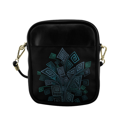 3D Psychedelic Abstract Square Spirals Sling Bag (Model 1627)