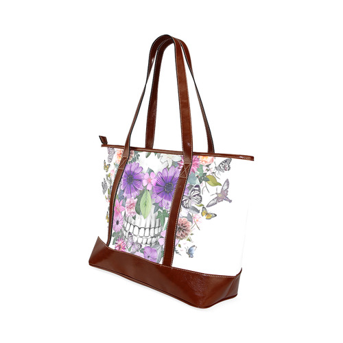 flower skull pink, orange,violett Tote Handbag (Model 1642)