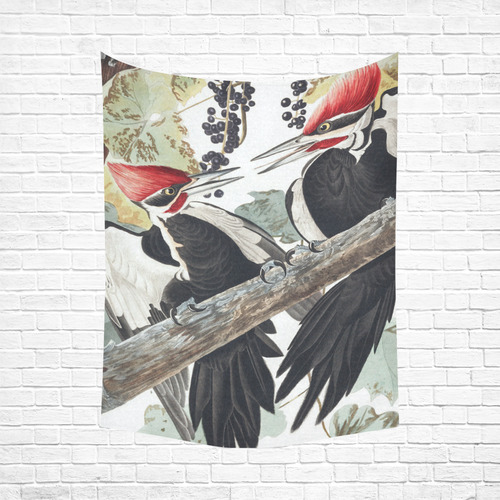 Audubon Pileated Woodpecker Birds Nature Cotton Linen Wall Tapestry 60"x 80"