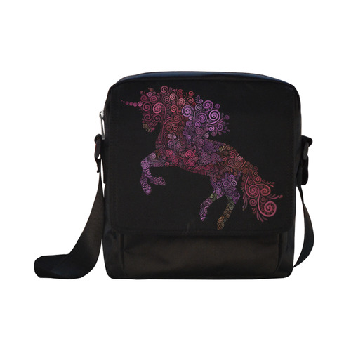 3d Floral Psychedelic Unicorn Crossbody Nylon Bags (Model 1633)