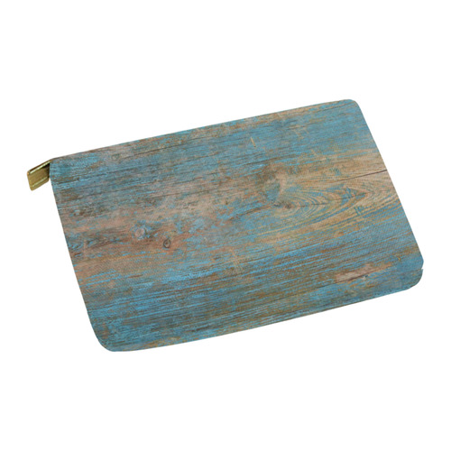 Rustic Wood  Blue Weathered Peeling Paint Carry-All Pouch 12.5''x8.5''