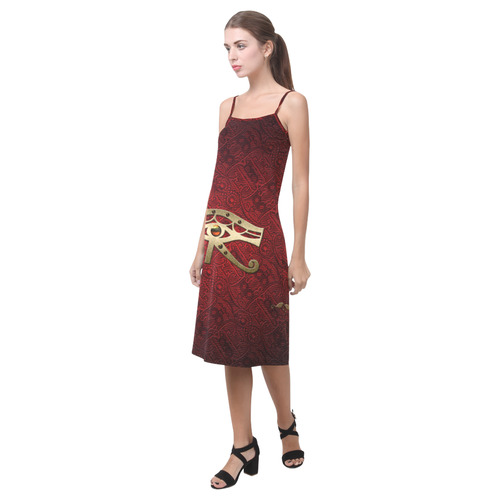 The all seeing eye in gold and red Alcestis Slip Dress (Model D05)