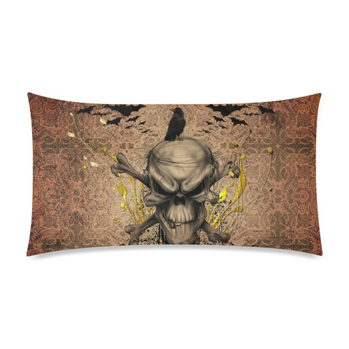 The scary skull with crow Rectangle Pillow Case 20"x36"(Twin Sides)