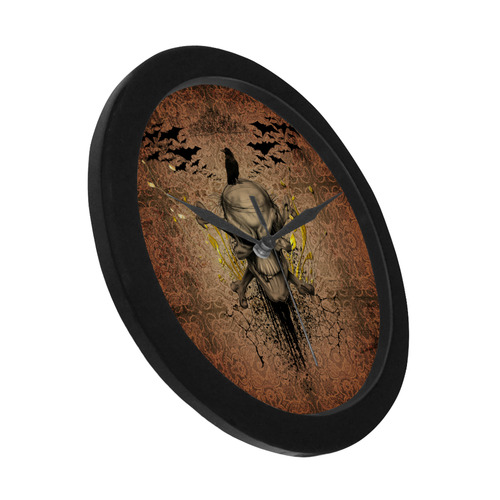 The scary skull with crow Circular Plastic Wall clock