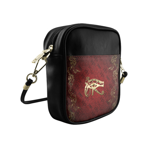 The all seeing eye in gold and red Sling Bag (Model 1627)