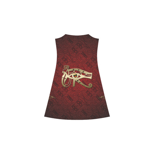 The all seeing eye in gold and red Alcestis Slip Dress (Model D05)