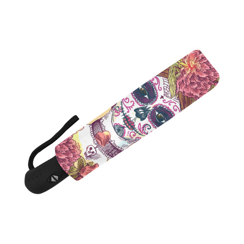 Day of the Dead Sugar Skull Flowers Auto-Foldable Umbrella (Model U04)