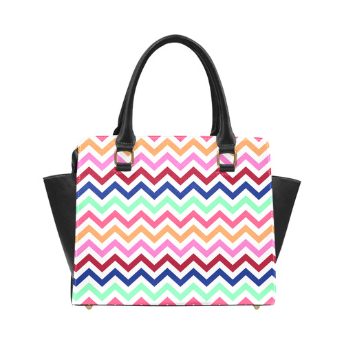 Multicolor CHEVRONS Pattern Pink Turquoise Coral Blue Red Classic Shoulder Handbag (Model 1653)