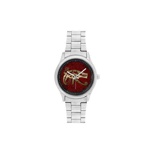 The all seeing eye in gold and red Men's Stainless Steel Watch(Model 104)