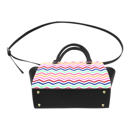 Multicolor CHEVRONS Pattern Pink Turquoise Coral Blue Red Classic Shoulder Handbag (Model 1653)