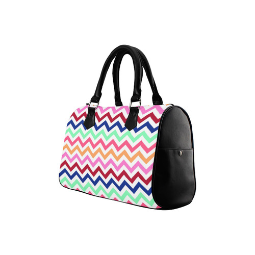 Multicolor CHEVRONS Pattern Pink Turquoise Coral Blue Red Boston Handbag (Model 1621)