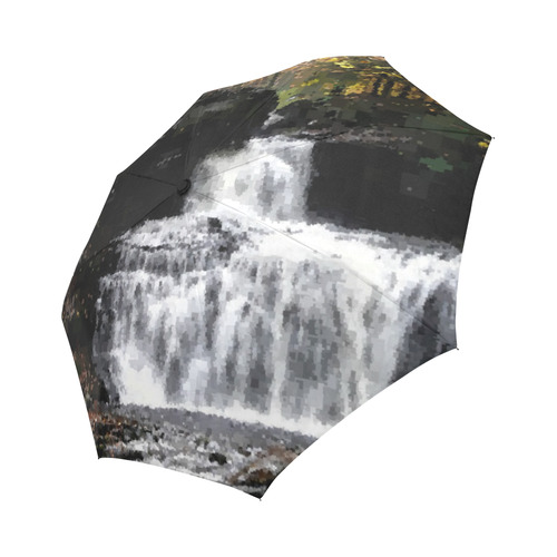 Dark Rock Pixel Waterfall Auto-Foldable Umbrella (Model U04)