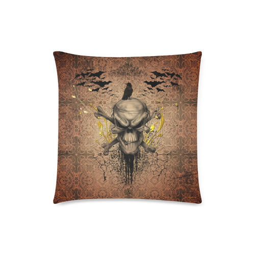 The scary skull with crow Custom Zippered Pillow Case 18"x18"(Twin Sides)