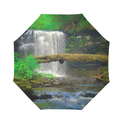Peaceful Pixel Waterfall Auto-Foldable Umbrella (Model U04)
