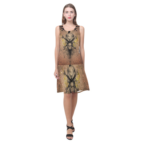 The scary skull with crow Sleeveless Splicing Shift Dress(Model D17)