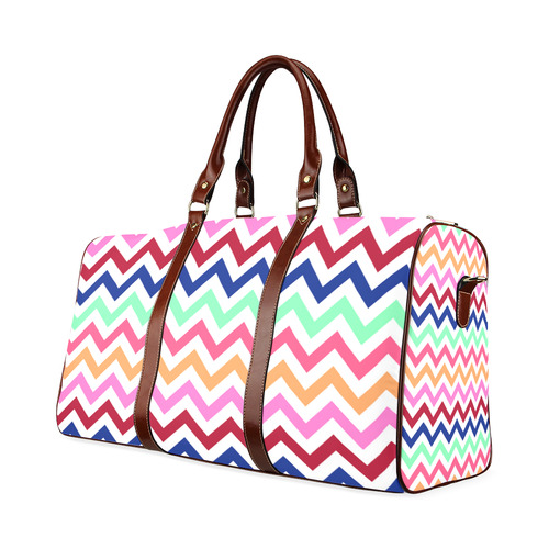 Multicolor CHEVRONS Pattern Pink Turquoise Coral Blue Red Waterproof Travel Bag/Small (Model 1639)