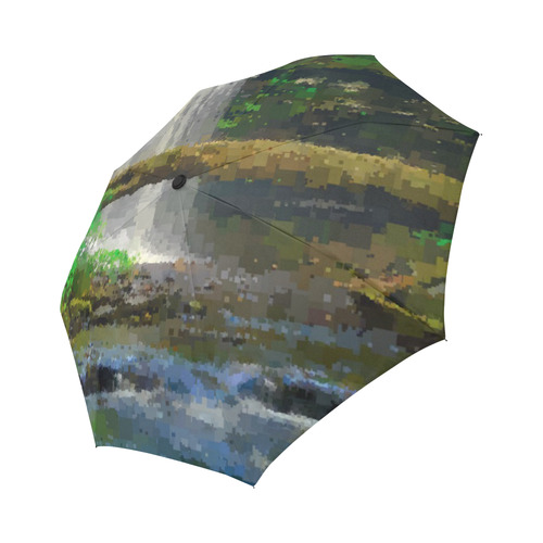 Peaceful Pixel Waterfall Auto-Foldable Umbrella (Model U04)