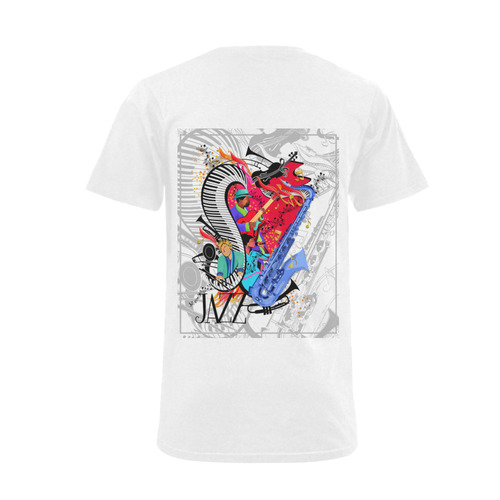 Colorful Music Art Jazz theme Men's V-Neck T-shirt  Big Size(USA Size) (Model T10)