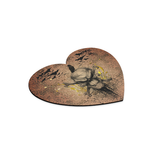 The scary skull with crow Heart-shaped Mousepad